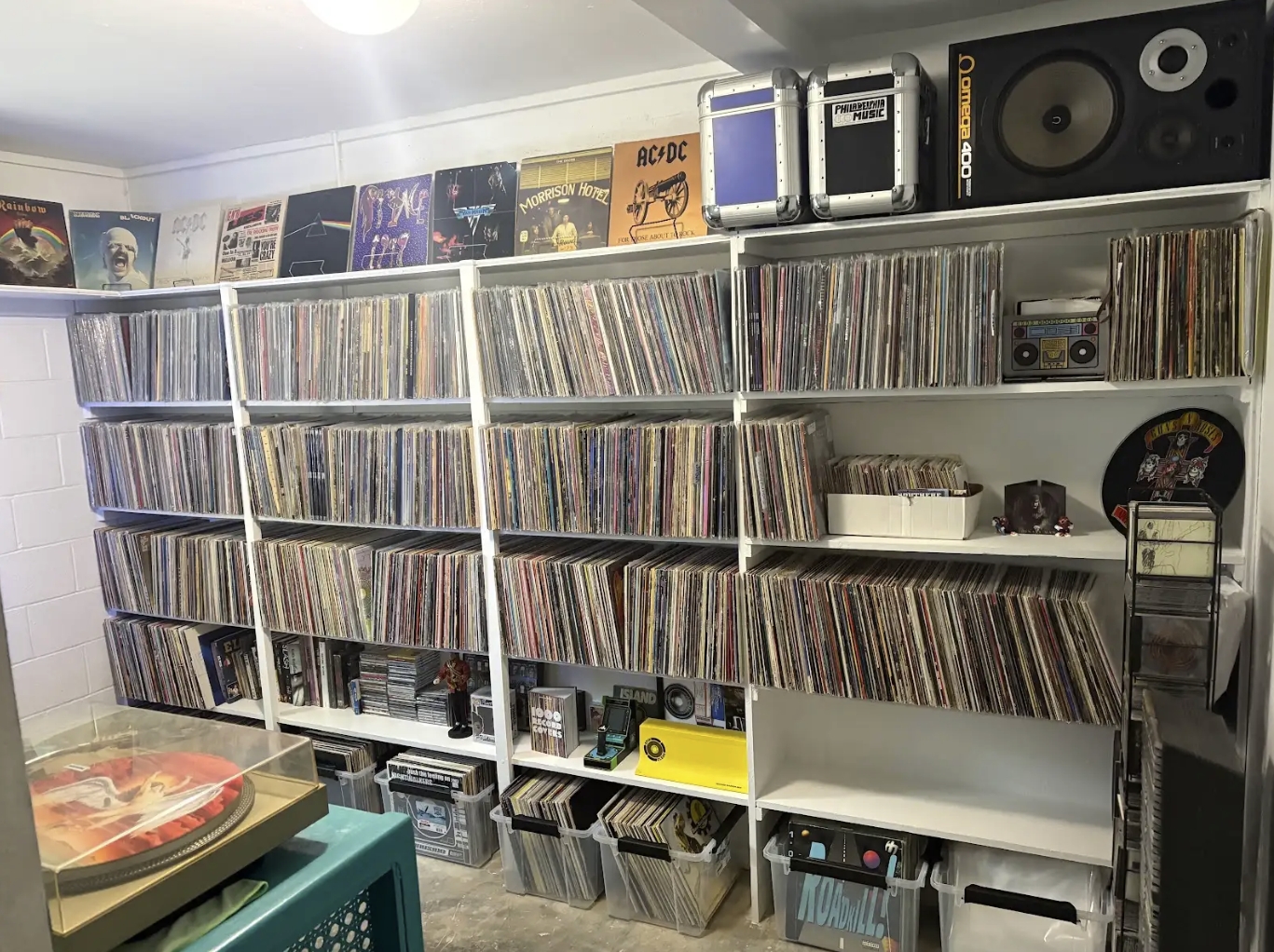 Shelves of records at JR's Vinyl