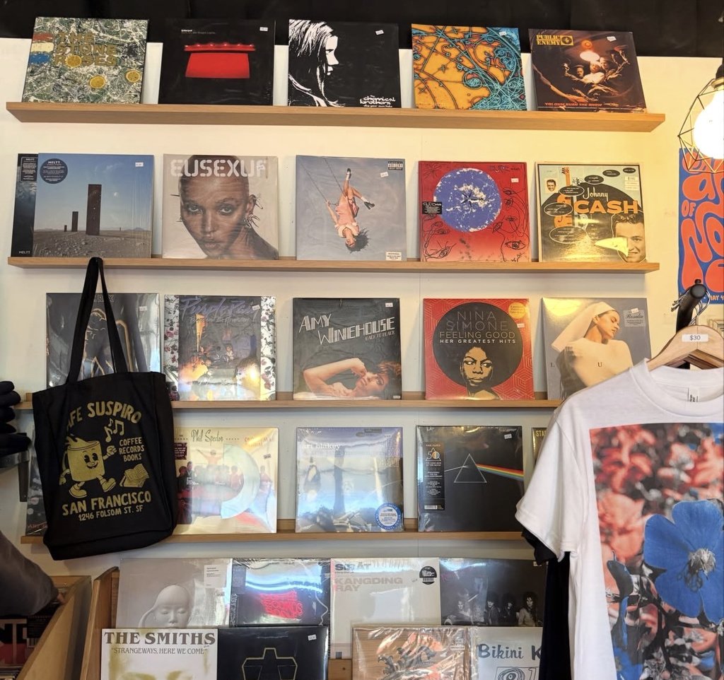 Records displayed at café suspiro